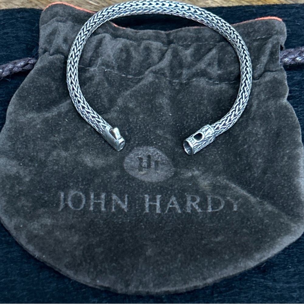 John Hardy Sterling Silver Woven Chain Bracelet 6.5mm 7 Bali Original Hallmark